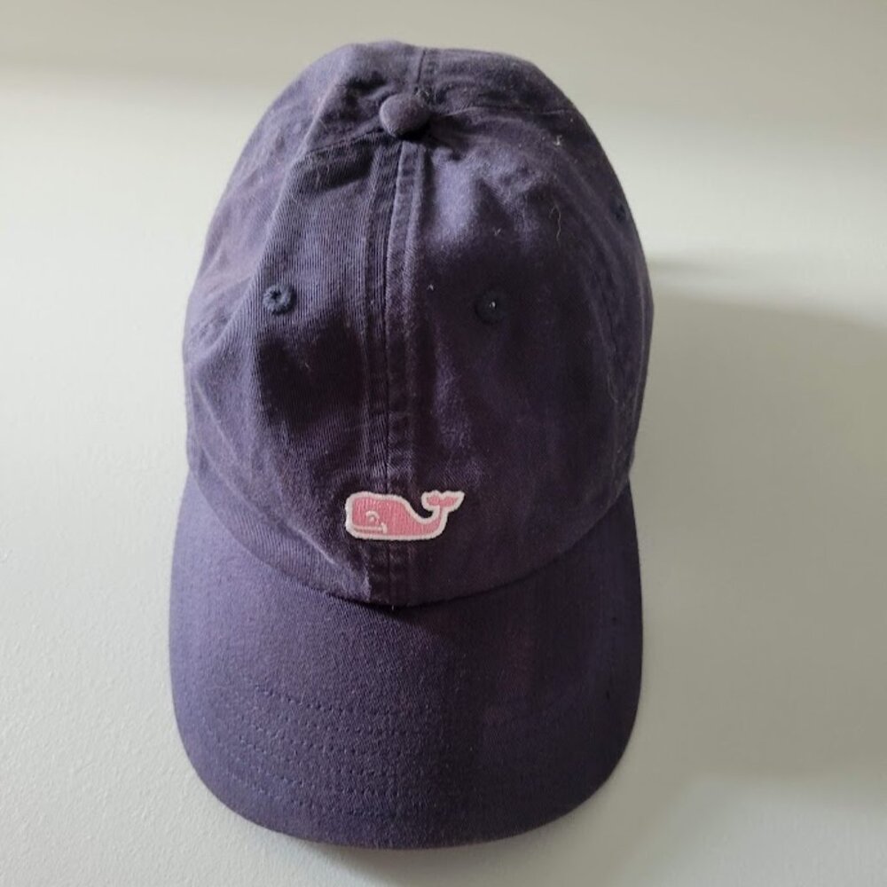 EUC Vineyard Vines Strap Back Baseball Cap Unisex Blue Whale Logo Adjustable